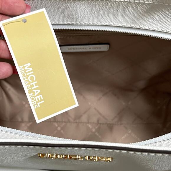 Michael Kors MK Jet Set Travel Lg Chain Saffiano Leather Shoulder Bag Tote $558 - Picture 9 of 11